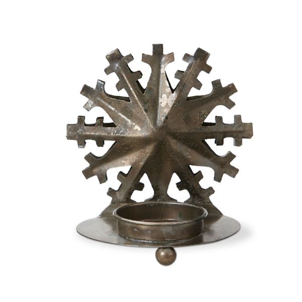 Picture of snowflake tealight holder - antique brass