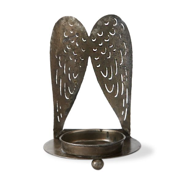 Picture of angel wings tealight holder - antique brass