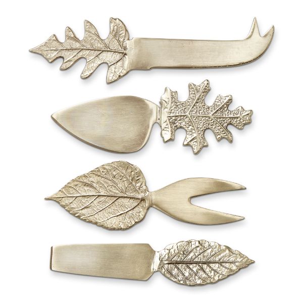 Picture of leaf cheese utensil assortment of 4 - gold