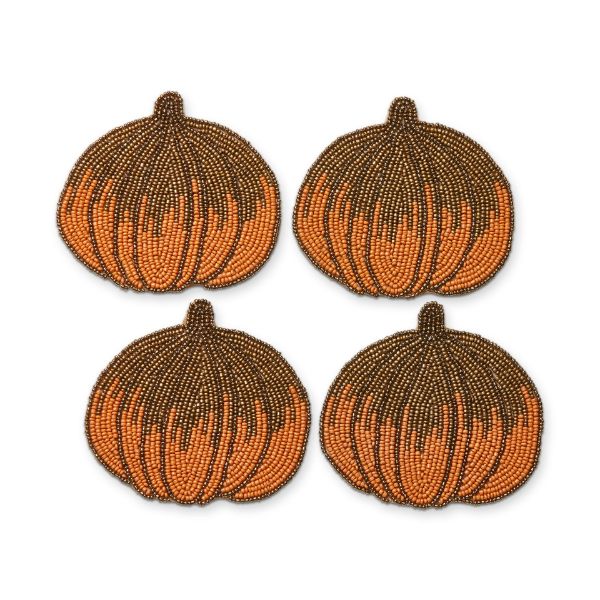 Picture of pumpkin beaded coaster set of 4 - harvest