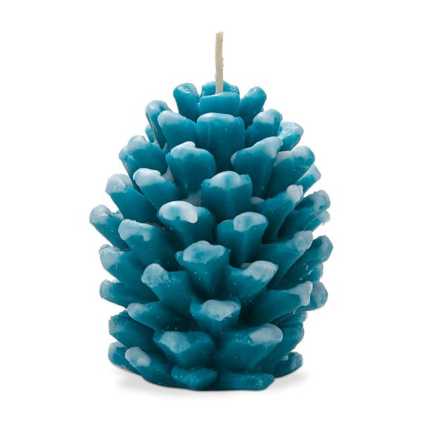 Picture of frosted pine cone candle - turquoise