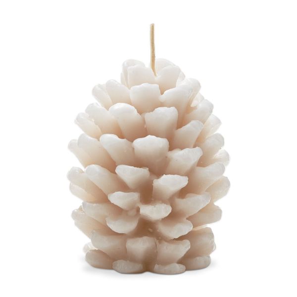 Picture of frosted pine cone candle - ivory