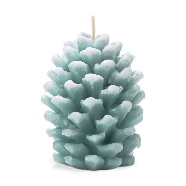 Picture of frosted pine cone candle - aqua