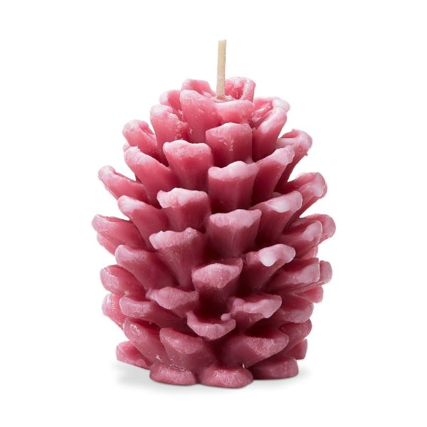 Picture of frosted pine cone candle - pink
