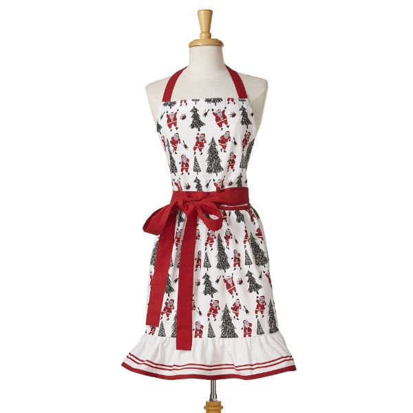 Picture of dancing santa frill apron - red