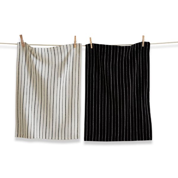 Picture of black tie stripe dishtowel set of 2 - black