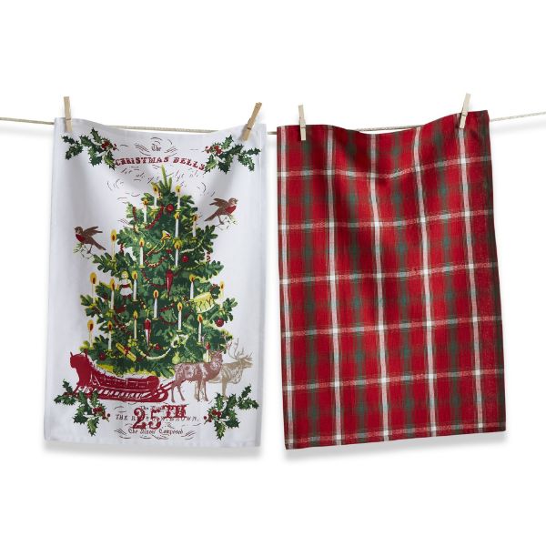 Picture of oh christmas tree dishtowel set of 2 - white