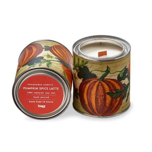 Picture of pumpkin spice latte candle tin - multi