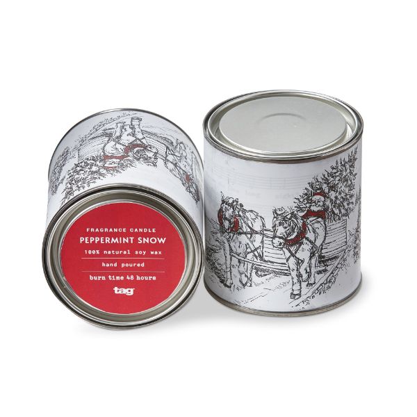 Picture of peppermint snow candle tin - multi