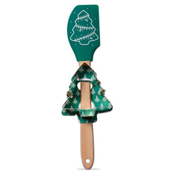 Picture of spatula + tree cookie cutter set of 2 - green