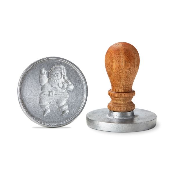 Picture of dancing santa cookie stamp - silver
