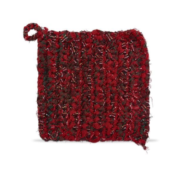Picture of chindi crochet plaid potholder - red