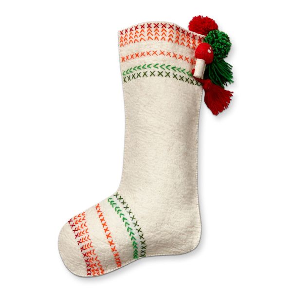 Picture of stitch pom pom stocking - white