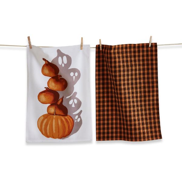 Picture of pumpkin shadow dishtowel set of 2 - multi