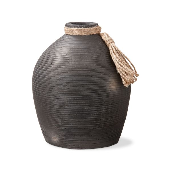 Picture of nero handtied jute terrcotta vase - black