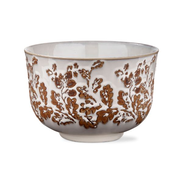 Picture of leaf + acorn tall serve bowl - white