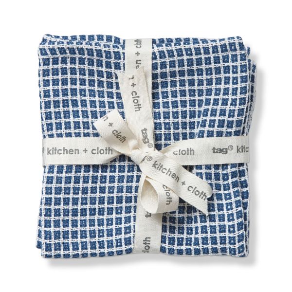 Picture of tag textured check dishcloth set of 2 - blue