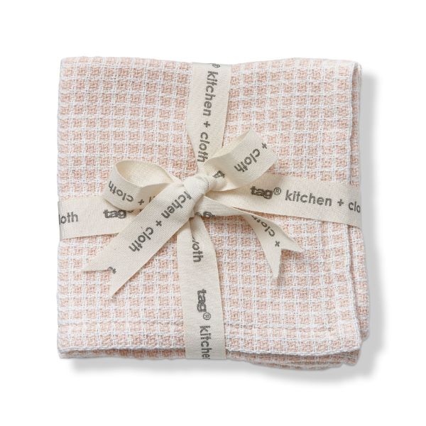Picture of tag textured check dishcloth set of 2 - blush
