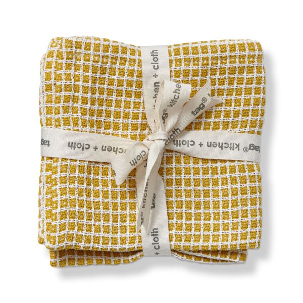 Picture of tag textured check dishcloth set of 2 - honey