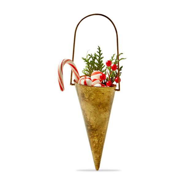 Picture of metal cone ornament - antique brass