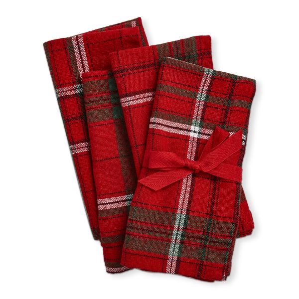 Picture of sleigh ride holiday plaid napkin set of 4 - red