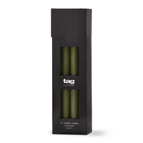 tag wholesale color studio 12in straight candle unscented paraffin wax taper candlesticks events weddings parties olive green