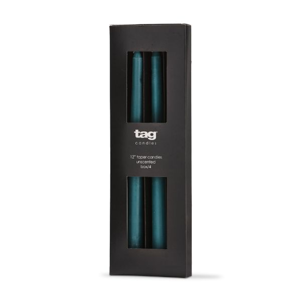 tag wholesale color studio 12in taper candle set of 4 unscented paraffin wax candlesticks events weddings parties teal
