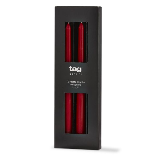 tag wholesale color studio 12in taper candle set of 4 unscented paraffin wax candlesticks events weddings parties red