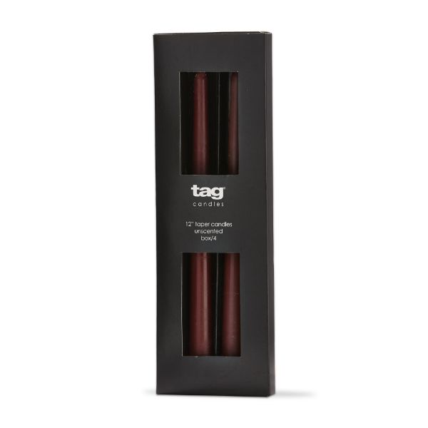 tag wholesale color studio 12in taper candle set of 4 unscented paraffin wax candlesticks events weddings parties plum