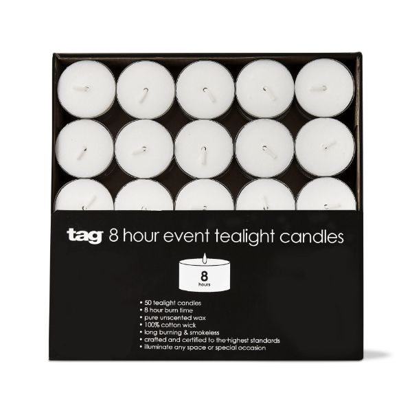 Picture of color studio 8 hr event tealight candle set of 50 - white