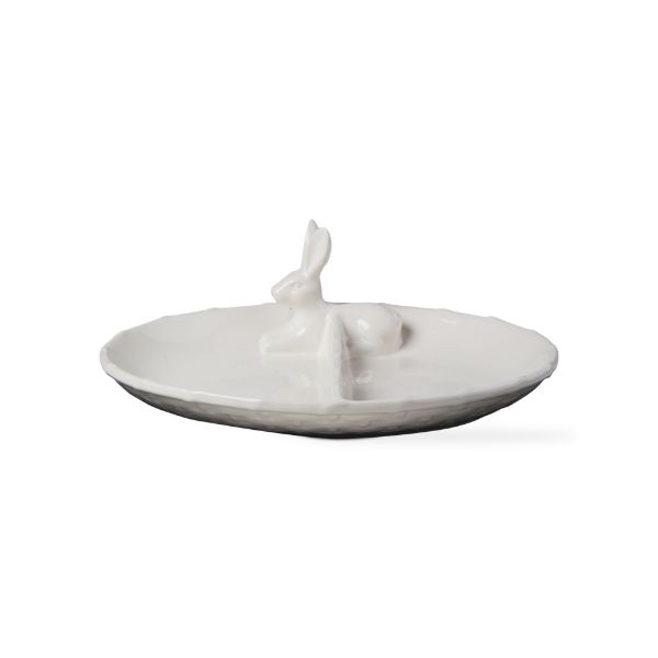 Picture of bunny basket weave divided dish - White