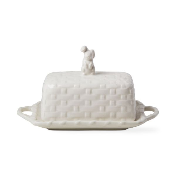 Picture of bunny basket weave butter dish - White