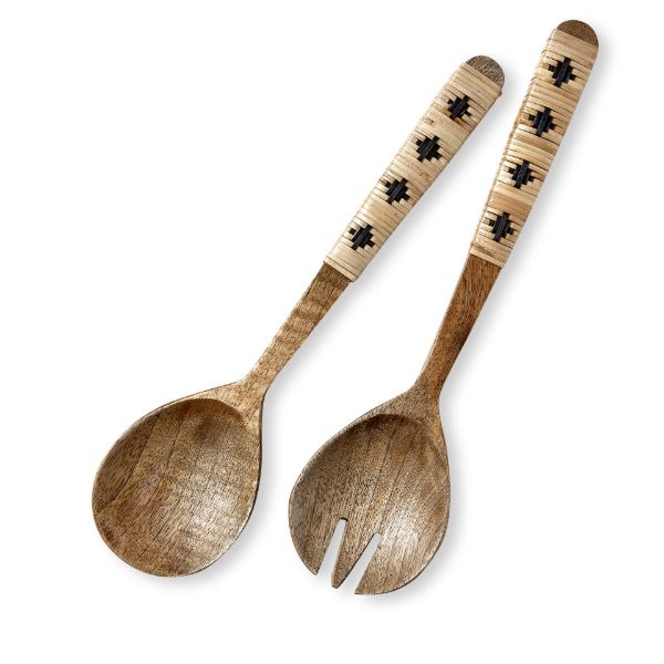 tag wholesale bamboo handle serving utensil set of 2 mango wood