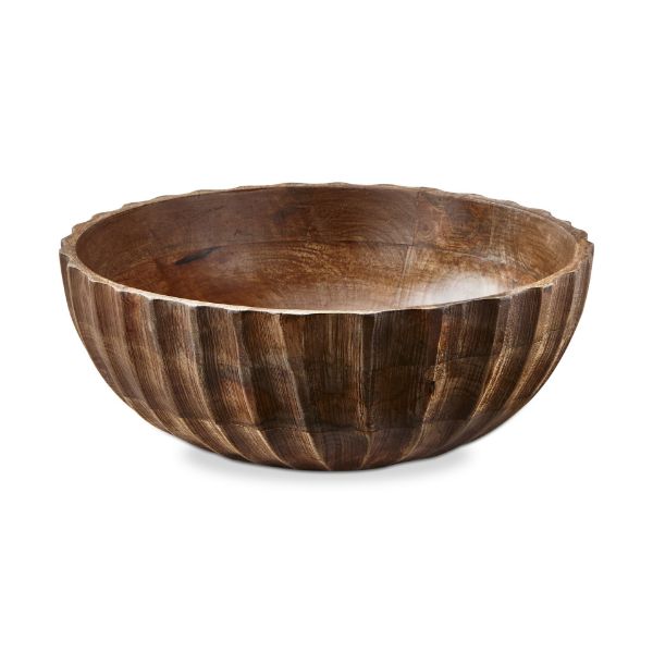 tag wholesale fluted wood bowl large handcrafted centerpiece serving salad entertaining