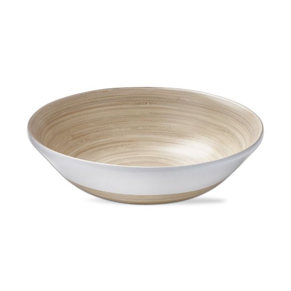 tag wholesale wide brim bamboo bowl serving entertain salad large natural neutral white