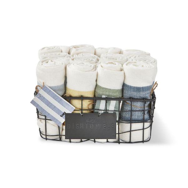 tag wholesale cottage stripe dishtowel assortment of 16 retail cdu bulk spring summer gift