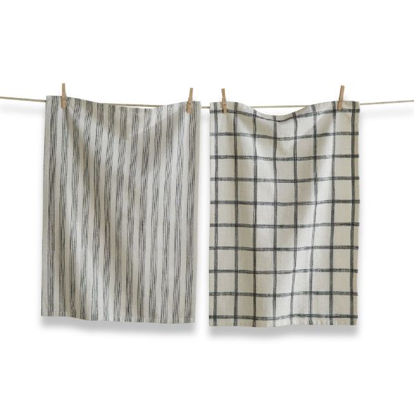 tag wholesale home check stripe dishtowel set of 2 black cotton dishcloth kitchen clean retail