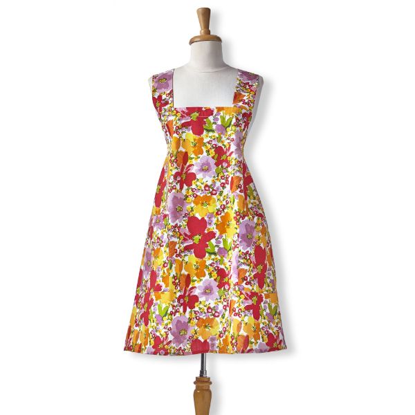 tag wholesale springtime floral pinafore apron with pockets kitchen cooking baking cotton