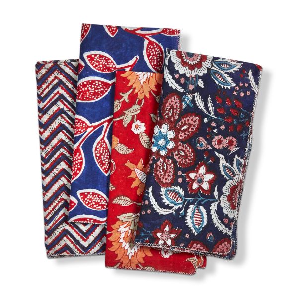 tag wholesale weekend block print napkin assortment dining table setting dining red white blue