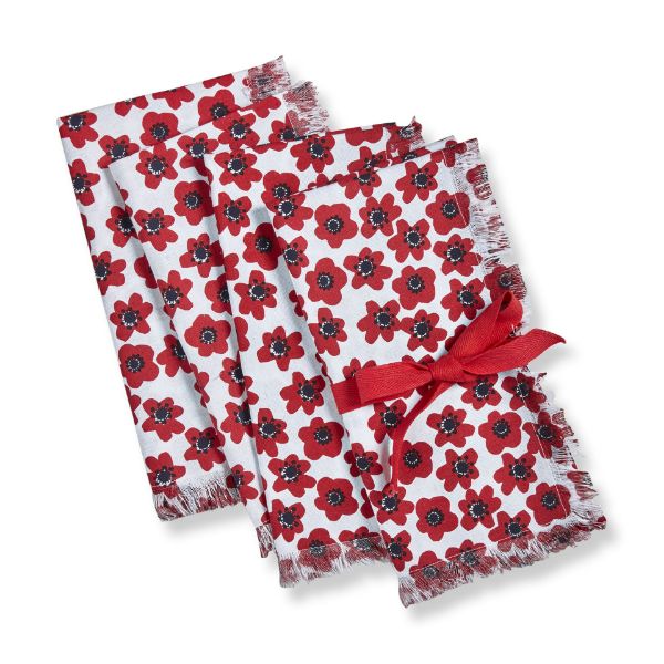 tag wholesale happy flower napkin set of 4 red white blue cotton dining decor table setting dining