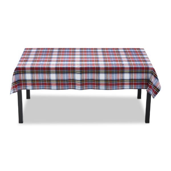 tag wholesale weekend plaid tablecloth rectangle 60 x 84 dining setting red white blue 4th of july