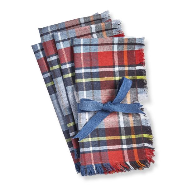 tag wholesale weekend plaid napkin set of 4 cotton dining decor table setting dining red white blue