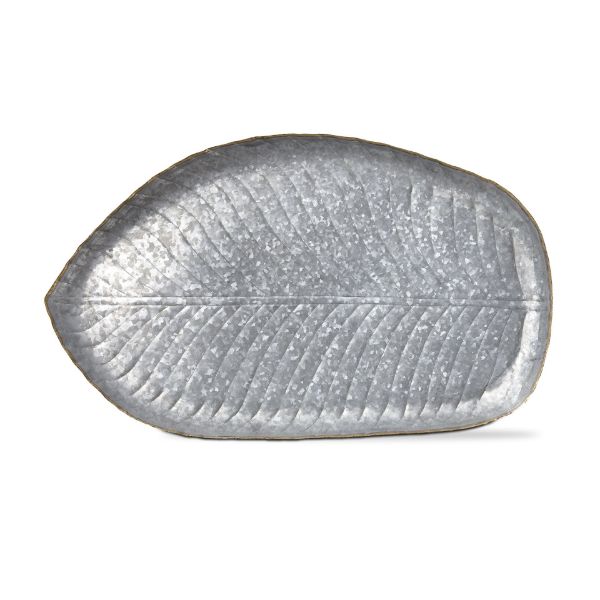 tag wholesale galvanized leaf with brass rim decorative tray metal rustic handcrafted platter