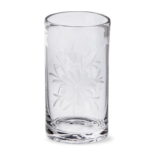 tag wholesale fleur etched glass tumbler bar barware drinks water beverages clear gift
