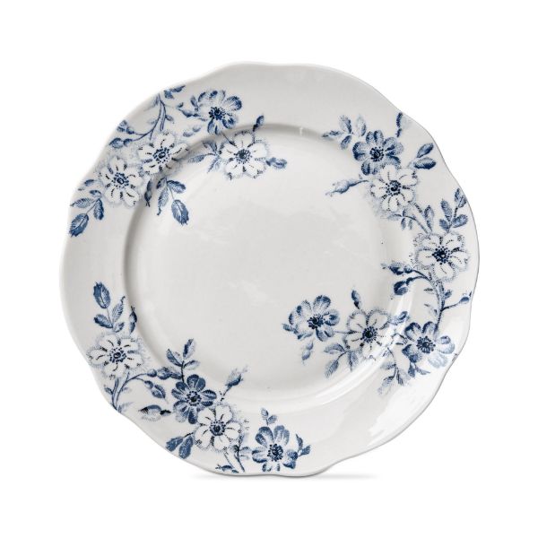 tag wholesale cottage floral salad plate stoneware ceramic white blue table dining entertaining