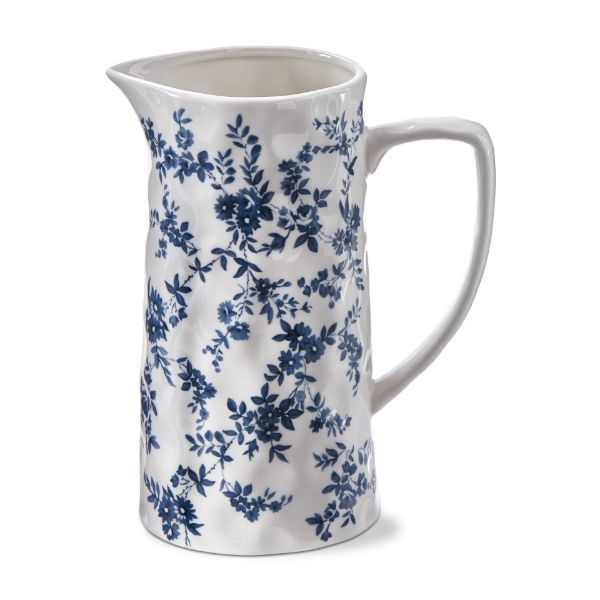 tag wholesale cottage floral pitcher blue white flower kitchen tabletop drinks art design vase