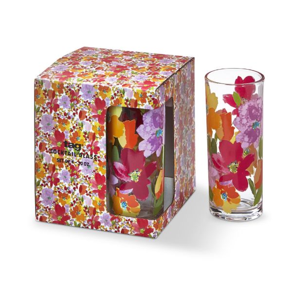 tag wholesale springtime drinks glass set of 4 floral glassware drinkware barware entertaining