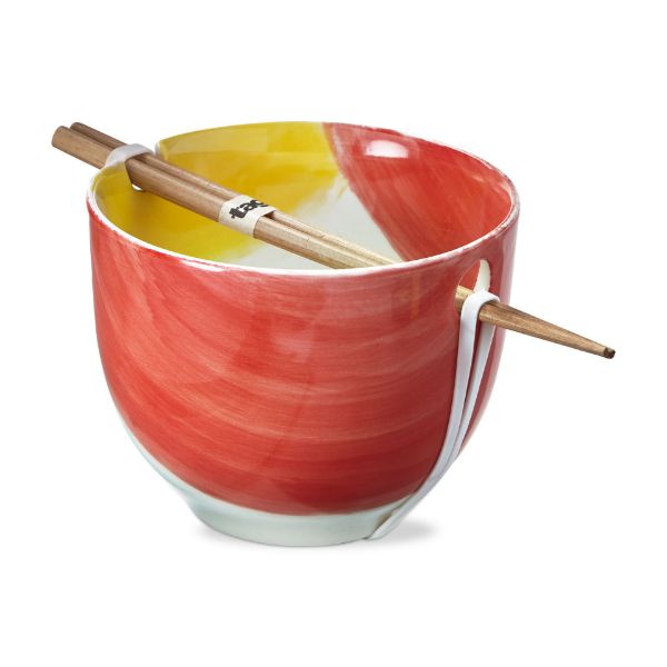 tag wholesale springtime noodle bowl set chopsticks bamboo ramen soup dinnerware pink yellow white