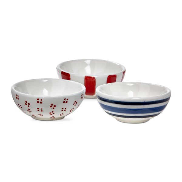 tag wholesale weekend dip bowl assortment of 3 snack appetizer small red white blue