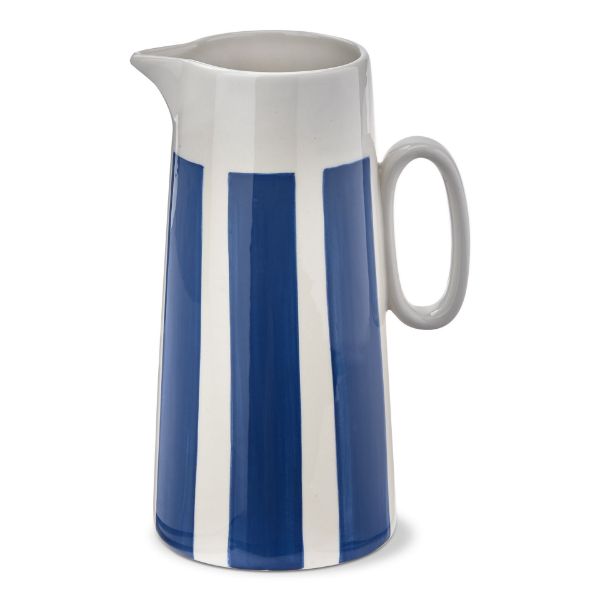 tag wholesale bold stripe pitcher kitchen tabletop decor drinks design vase holder blue white